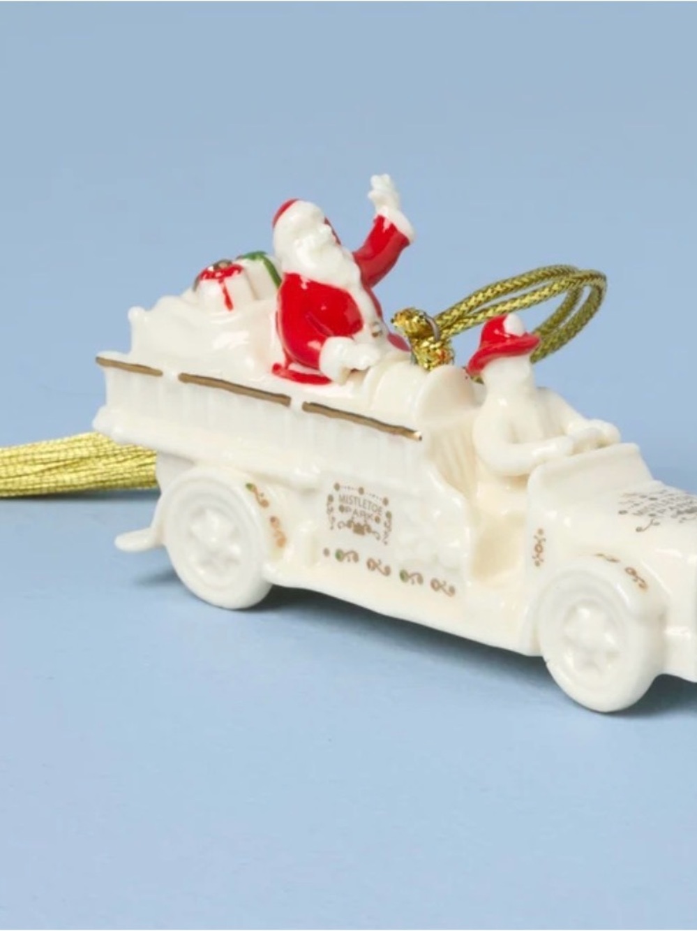 Lenox Mistletoe Park Fire Engine with Santa Waving Ornament - Picture 6 of 7